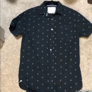 Denim and Flower short sleeve button up shirt